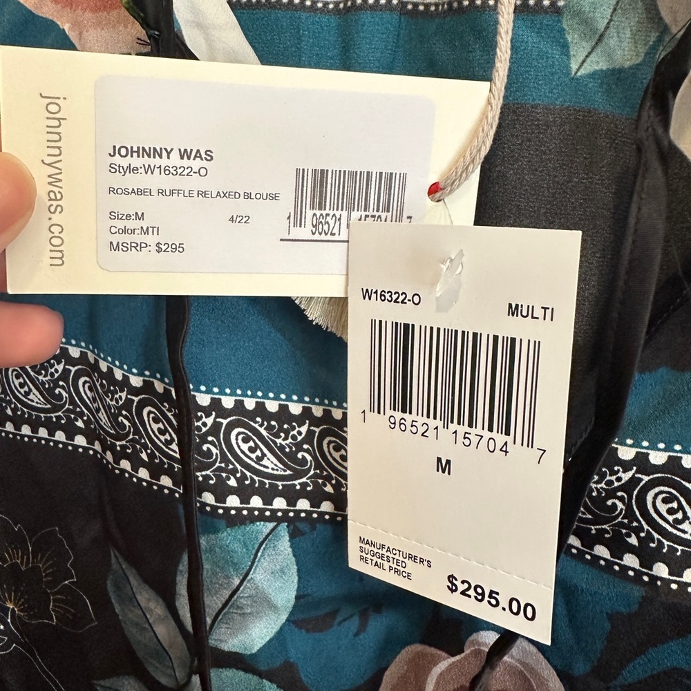 Johnny Was Black and Blue Floral Blouse (NWT) - Picture 3 of 6
